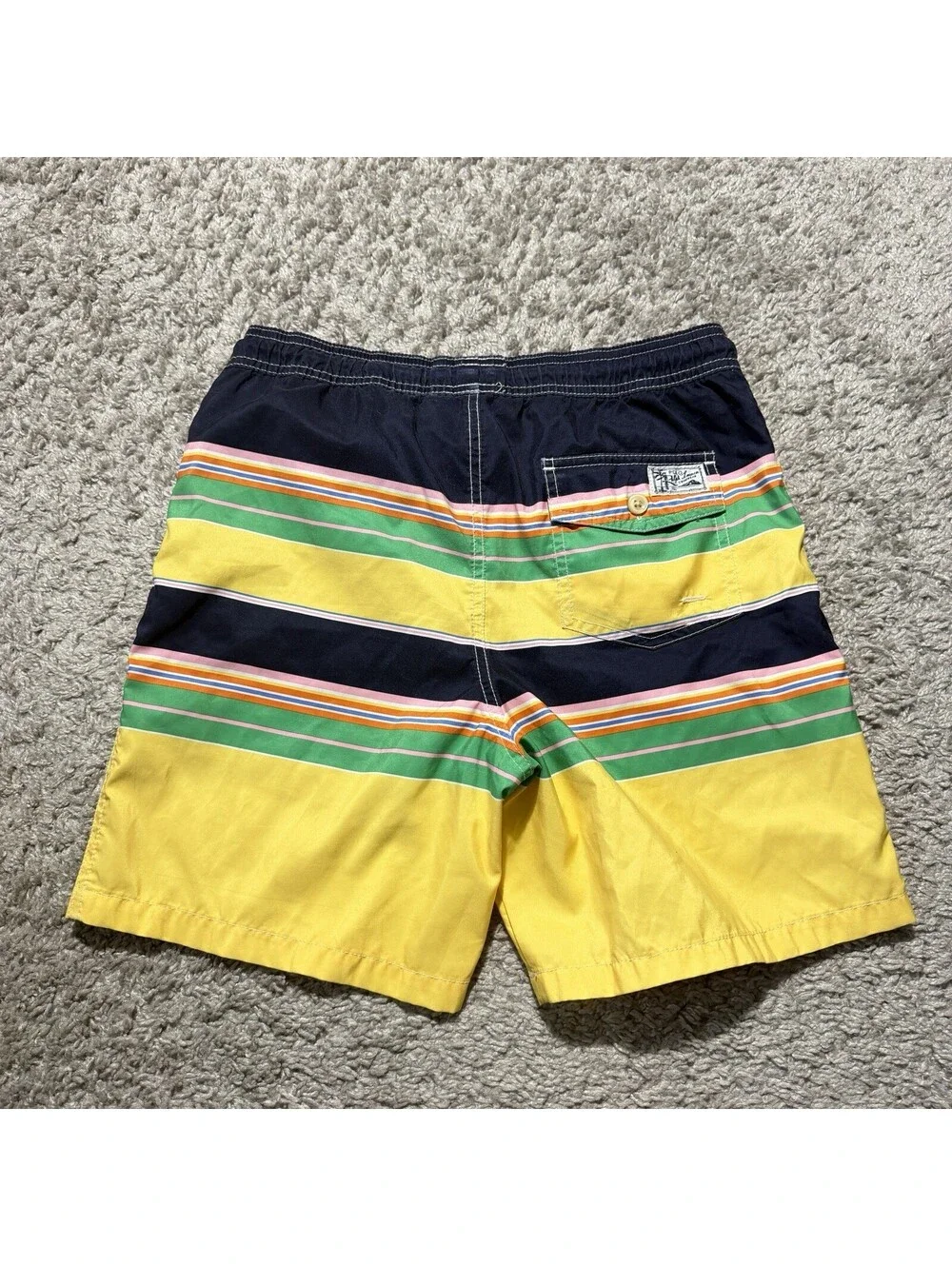 Polo Ralph Lauren Youth Boys Large 14-16 Striped Swim Trunks Lined Drawstring